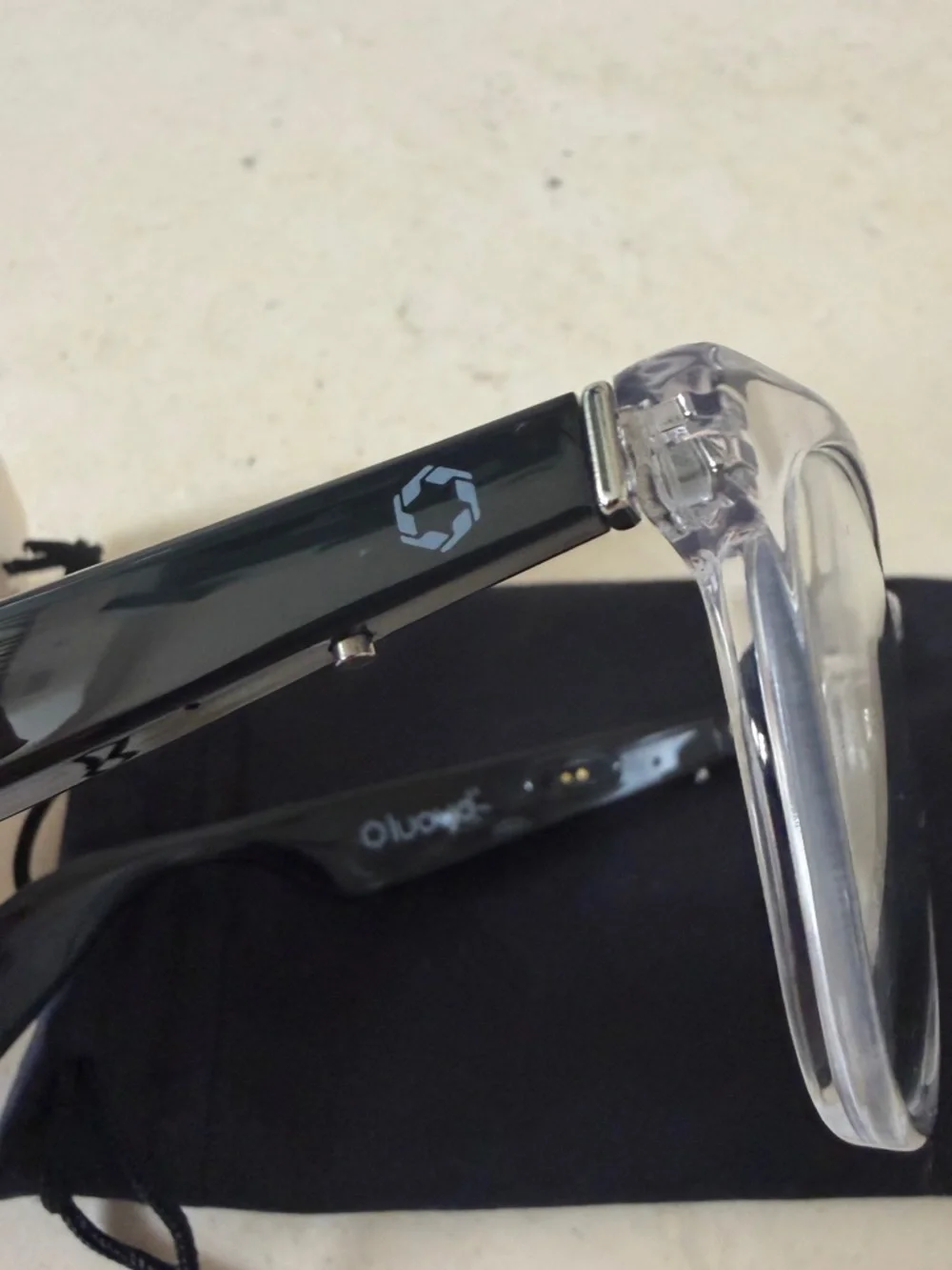 Lucyd Lyte Clear Frame Sunglasses with black arms
